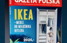 Okładka Gazety Polskiej ze szkieletem w szafie IKEI. Będzie pozew?