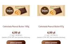 Wawel downsizuje czekoladę ze 100g do 87g :(