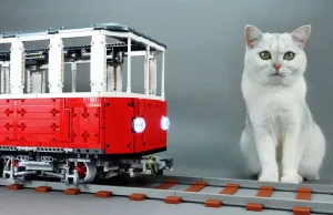 Kot, który jeździł tramwajem z Lego.