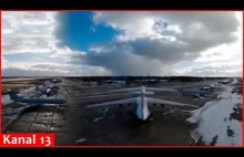 Ukraiński dron szpiegowski przelatuje nad lotniskiem na Białorusi.