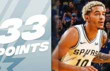 Jeremy Sochan rzucił 33 punkty w meczu San Antonio Spurs - Atlanta Hawks w NBA