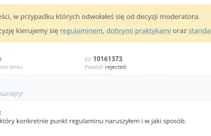 Odrzucenie odwołania do moderacji. Powód odrzucenia: "rejected" xD