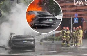 [VIDEO] Wypadek Lucida Air w Warszawie. Spłonął "jedyny taki samochód w Polsce"