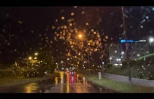 Driving in rain at night Katowice | No music | No talking | ASMR -l