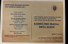 Żółta ulotka badania słuchu.