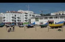 Plaża w Nazare Portugalia - Beach Nazare and Boat