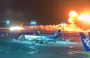 Samolot zapalił się podczas lądowania na lotnisku w Tokio