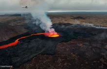 Erupcja wybuch wulkanu Fagradalsfjall Grindavik na półwyspie Reykjanes Islandia
