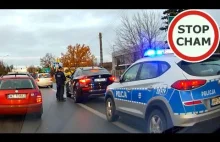 Pani w BMW wyprzedza na czołówkę z Policją