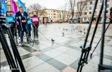 W Mielcu na spotkanie z kandydatem Zandbergiem przyszło więcej gołębi niż ludzi.