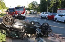 Olsztyn - pijany kierowca wywrotki rozbija dwa auta i autobus