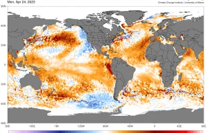 Średnia temperatura oceanów przekroczyła poziom 21 stopni.