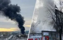 Pożar hali pod Warszawą. Z daleka widać kłęby gęstego dymu