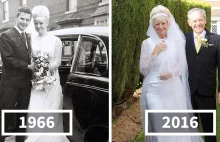 Para świętuje 50 lat później miłość, nosząc te same ubrania ślubne nosili w 1966