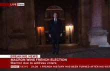 Macron wychodzi do zwolenników przy hymnie Unii Europejskiej