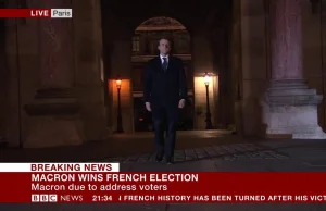 Macron wychodzi do zwolenników przy hymnie Unii Europejskiej