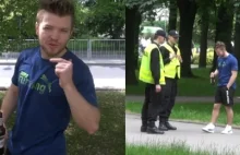 Polak z piwem kpi z policjantów