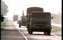 PRL 1984 Kontrola drogowa MO ciężarówki.