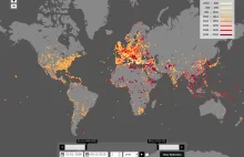 Wszystkie bitwy w historii ludzkości (opisane na wikipedii) na jednej mapie