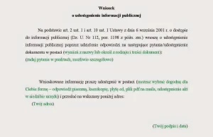 Jak uzyskać informację publiczną od organów władzy - opis + wniosek