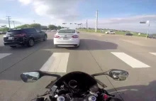 Motorcyclist Has A Close Call To End All Close Calls