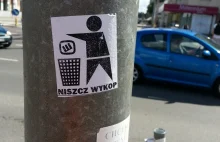 "Niszcz WYKOP" Wlepka na słupie w ...