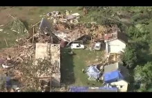Wycinka po przejściu tornada 15 lipca w okolicach Sztumu, nagranie z helikoptera