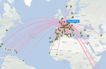 Interaktywna mapa połączeń lotniczych dla całego świata