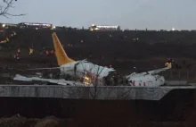 Turcja: Samolot pasażerski wypadł z pasa na lotnisku w Stambule.