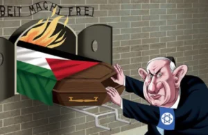 Karykatura z piecem krematoryjnym i flagą Palestyny. Ambasada Izraela protestuje