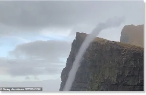 Na Wyspach Owczych zaobserwowano zjawisko "odwróconego wodospadu"