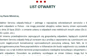 List otwarty do Ministra Klimatu dot. sytuacji na rynku gospodarki odpadami