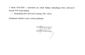 500 zł za test na 2019-nCoV w Polsce