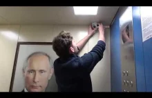 Reakcja Rosjan na wielki portret Putina w windzie i nagrywającą ich kamere.