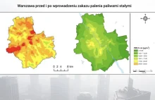 MAPA: Tak wyglądałoby stężenie pyłów w Warszawie, jeśli zakażemy palenia węglem