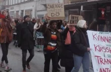 Podczas marszu z okazji miedzynarodowego dnia kobiet w Malmö, niesiono