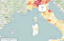 Włochy: wizualizacja przebiegu rozprzestrzeniania koronawirusa dzień po dniu
