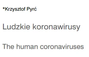 Prorocza publikacja polskiego naukowca z 2015 r. - prof. Krzysztof Pyrć