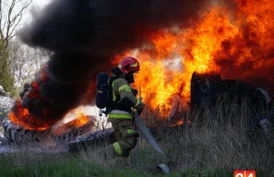 Pożar składowiska opon w Bierawie