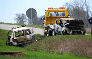 Wypadek radiowozu. Auta się zapaliły, policjant zginął na miejscu