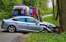 Ocalił psa, który wybiegł na drogę, ale rozbił drogie auto o drzewo