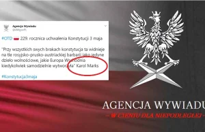 W rocznicę uchwalenia Konstytucji 3 maja Agencja Wywiadu cytuje Karola Marksa