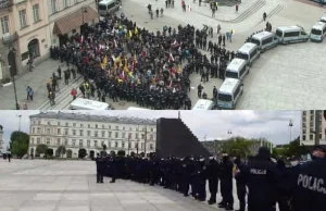 Policja w tej chwili ochrania pomnik smoleński kordonem z 50 policjantów...