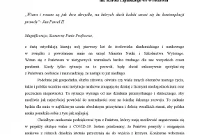 List powitalny Ministra Nauki i Szkolnictwa Wyższego Wojciecha Murdzka