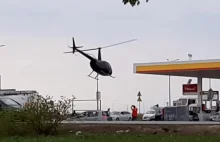 Przyleciał śmigłowcem na stację paliw, zatankował i odleciał (wideo