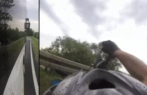 Autobus potrącił rowerzystę na pustej drodze (wideo)