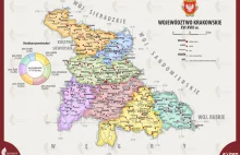 Województwo krakowskie - podział administracyjny (XVI-XVIII w.) [MAPA]