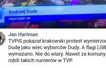 TVPiS pokazał krakowski protest wymierzony w Dudę jako wiec wyborców Dudy.