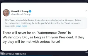 Twitter cenzuruje post Prezydenta Stanów Zjednoczonych