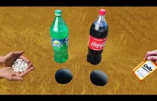 Experiment: Coca Cola, Sprite and Mentos vs Baking Soda Underground